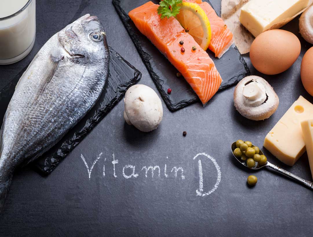 Vitamin-D:Schieferplatte mit Fisch